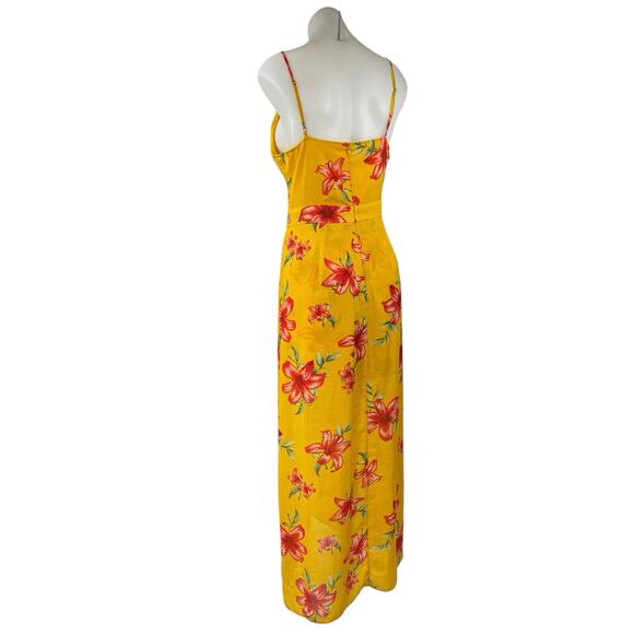 Guess Yellow Floral Sleeveless Cami Camisole Tank Skort Skirt Romper Shorts L - Picture 4 of 7